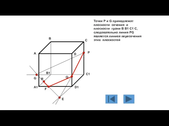 Точки P и G принадлежат плоскости сечения и плоскости грани