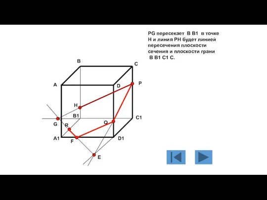 PG пересекает B B1 в точке H и линия PH