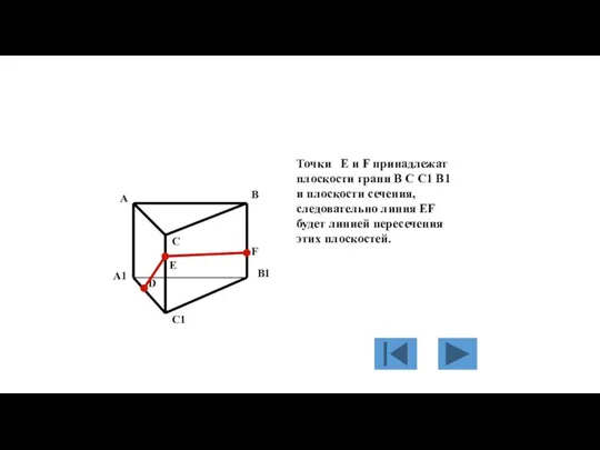 Точки E и F принадлежат плоскости грани B C C1