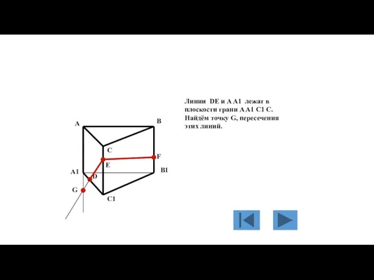 Линии DE и A A1 лежат в плоскости грани A