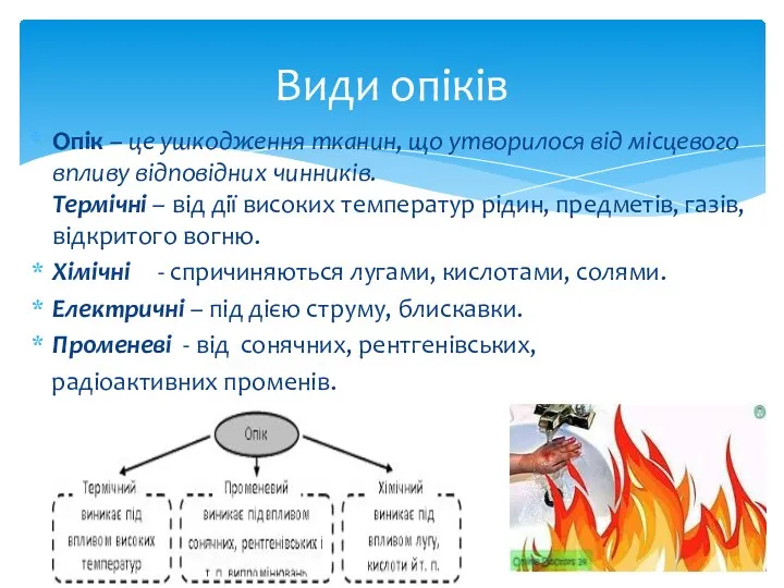 Опік – це ушкодження тканин, що утворилося від місцевого впливу