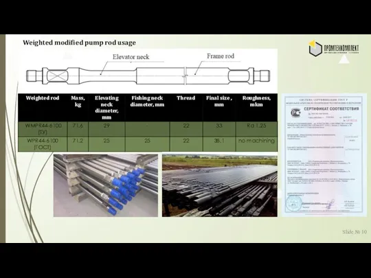 Slide № Weighted modified pump rod usage