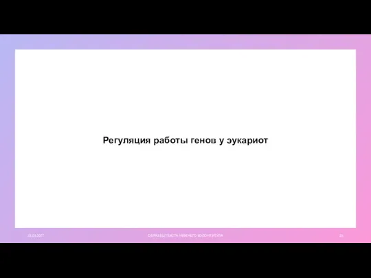 01.03.20ГГ ОБРАЗЕЦ ТЕКСТА НИЖНЕГО КОЛОНТИТУЛА Регуляция работы генов у эукариот