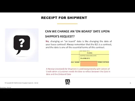 © Copyright MSC Mediterranean Shipping Company SA - Internal CAN