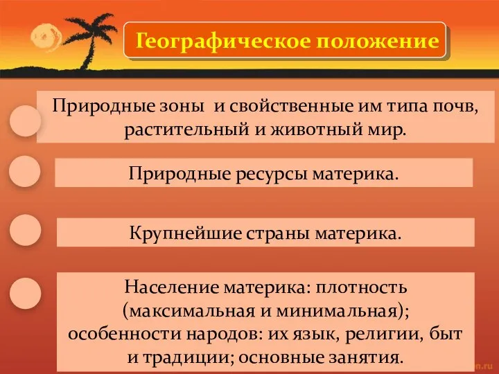 Географическое положение Природные зоны и свойственные им типа почв, растительный