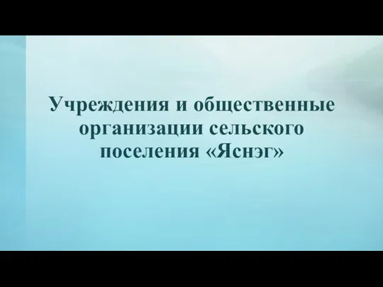 Учреждения и общественные организации сельского поселения «Яснэг»