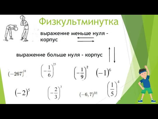 Физкультминутка выражение меньше нуля – корпус выражение больше нуля - корпус