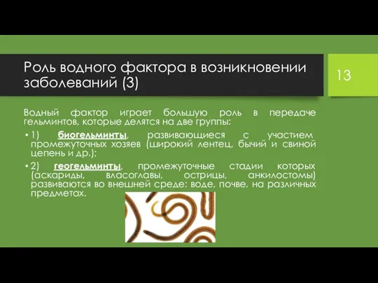 Роль водного фактора в возникновении заболеваний (3) Водный фактор играет