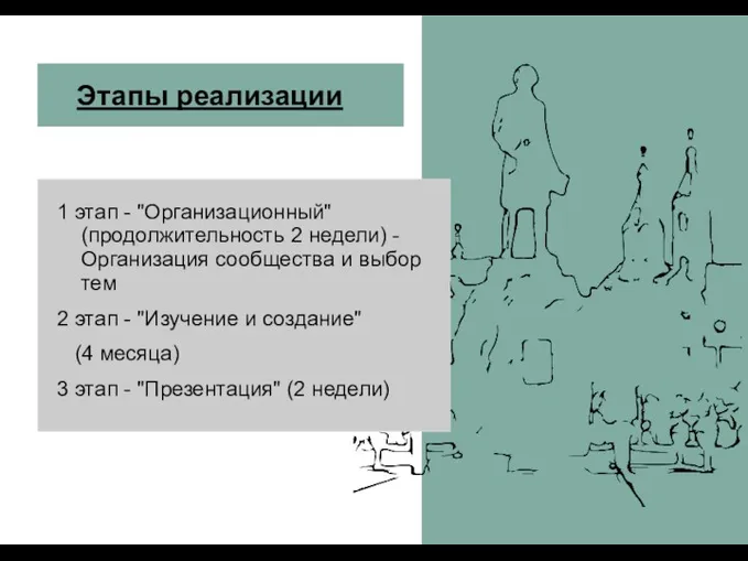 Этапы реализации 1 этап - "Организационный" (продолжительность 2 недели) -