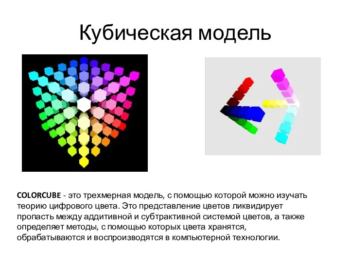 Кубическая модель COLORCUBE - это трехмерная модель, с помощью которой