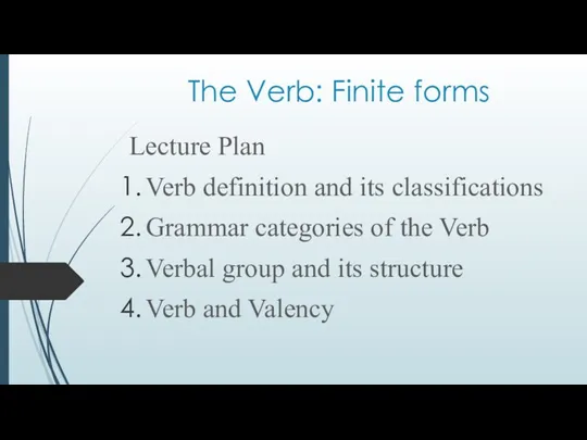 The Verb finite forms