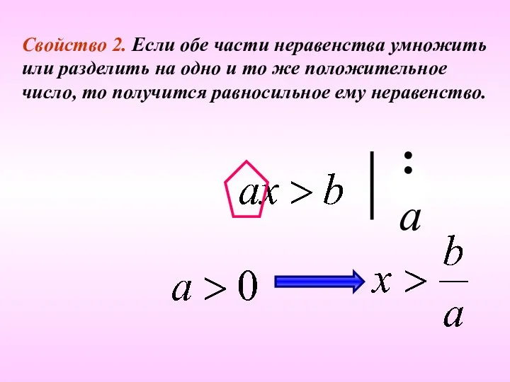 Свойство 2. Если обе части неравенства умножить или разделить на