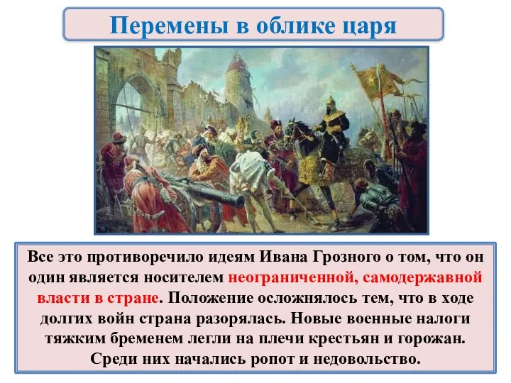Перемены в облике царя Все это противоречило идеям Ивана Грозного