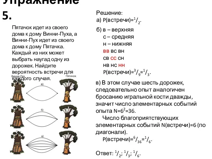 Упражнение 5. Пятачок идет из своего дома к дому Винни-Пуха,