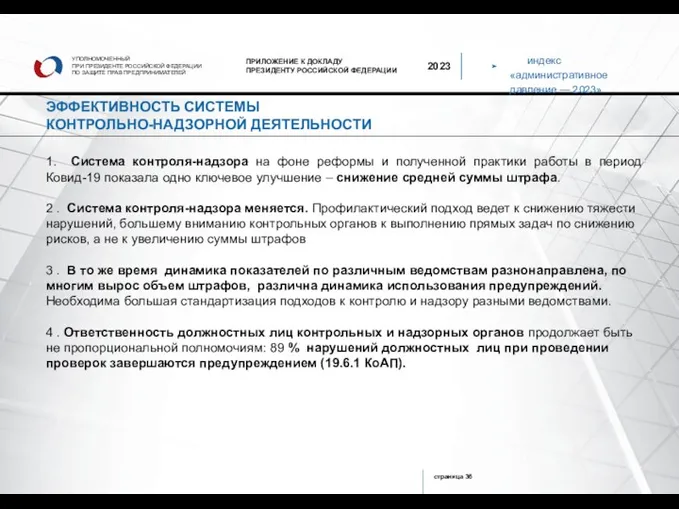 индекс «административное давление — 2023» страница УПОЛНОМОЧЕННЫЙ ПРИ ПРЕЗИДЕНТЕ РОССИЙСКОЙ