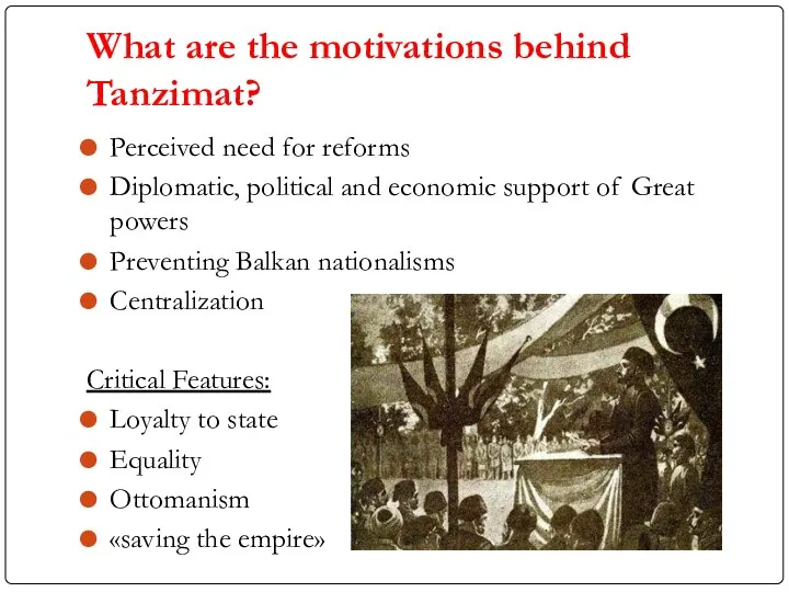 What are the motivations behind Tanzimat? Perceived need for reforms