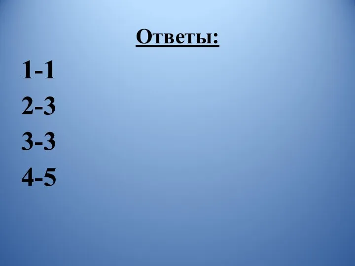 Ответы: 1-1 2-3 3-3 4-5