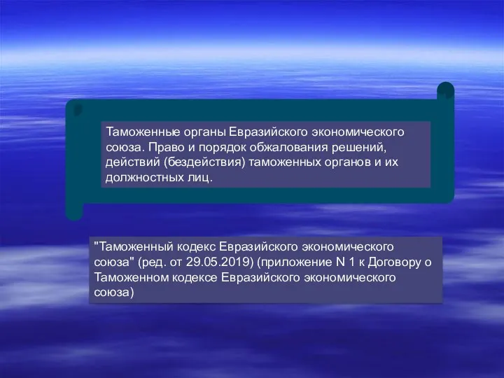 Таможенные органы Евразийского экономического союза. Право и порядок обжалования решений,