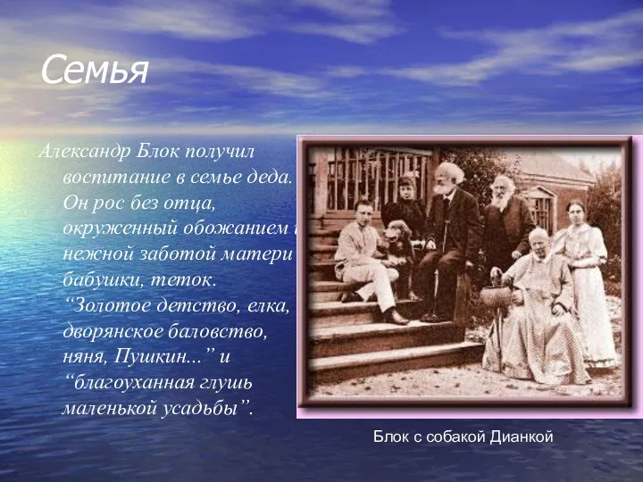 Семья Александр Блок получил воспитание в семье деда. Он рос