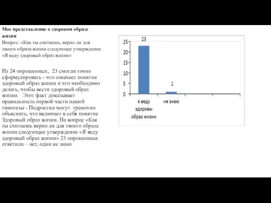 Мое представление о здоровом образе жизни Вопрос: «Как ты считаешь,