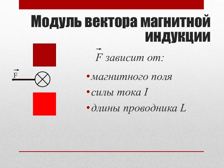 Модуль вектора магнитной индукции F магнитного поля силы тока I длины проводника L F зависит от: