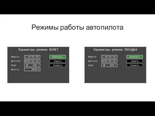 Режимы работы автопилота