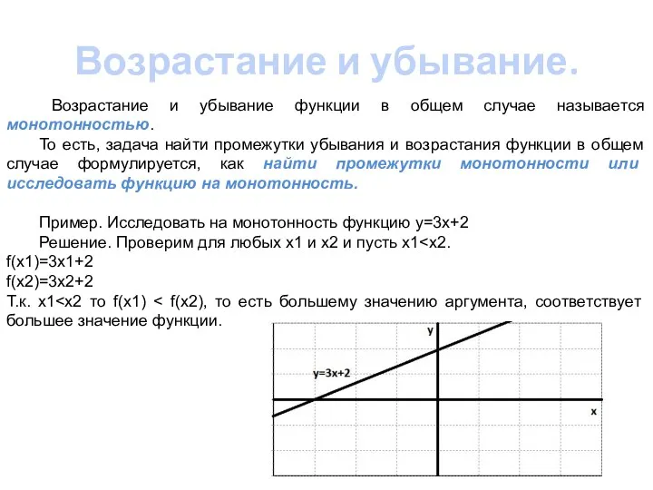 Возрастание и убывание. Возрастание и убывание функции в общем случае