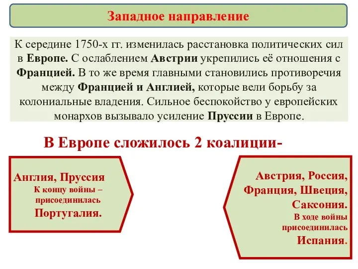 К середине 1750-х гг. изменилась расстановка политических сил в Европе.