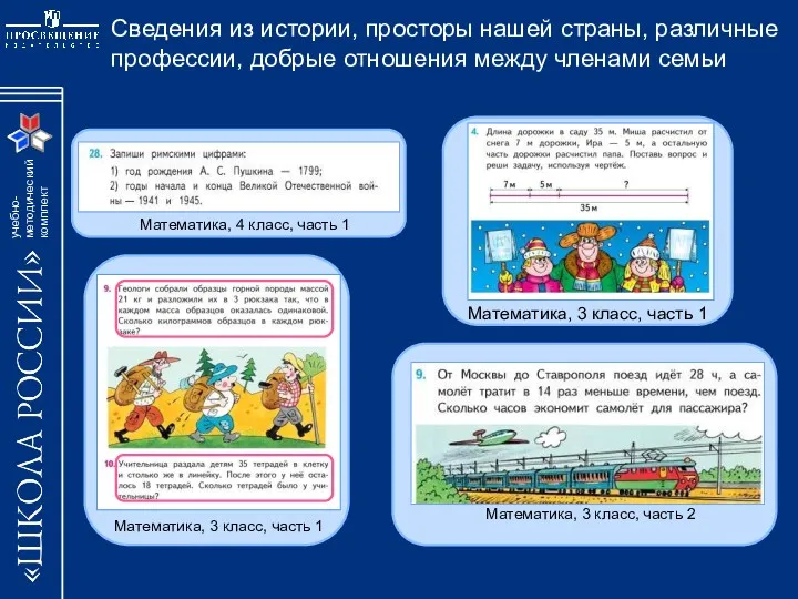 Сведения из истории, просторы нашей страны, различные профессии, добрые отношения