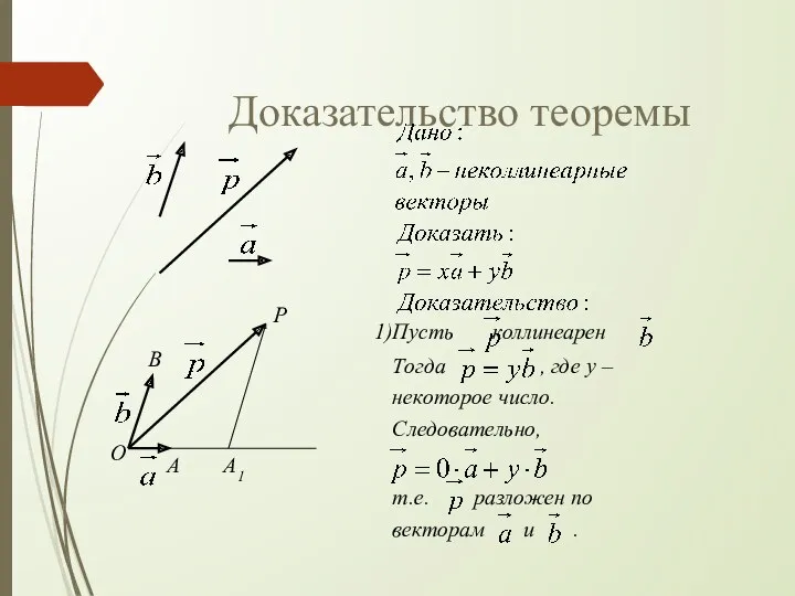 Доказательство теоремы O A A1 B P Пусть коллинеарен .