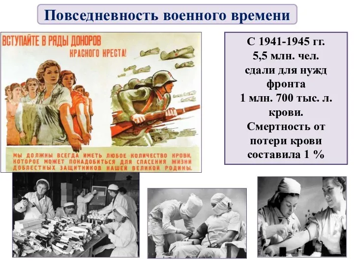 С 1941-1945 гг. 5,5 млн. чел. сдали для нужд фронта