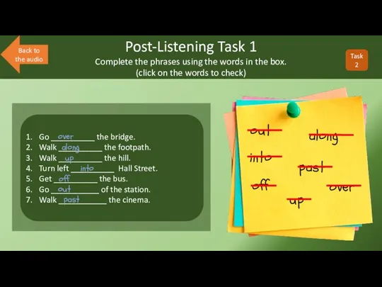 Post-Listening Task 1 Complete the phrases using the words in the box. (click
