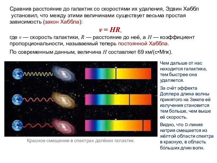 Веста Паллада Сравнив расстояние до галактик со скоростями их удаления, Эдвин Хаббл установил,