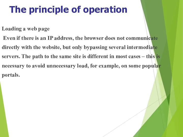 The principle of operation Loading a web page Even if