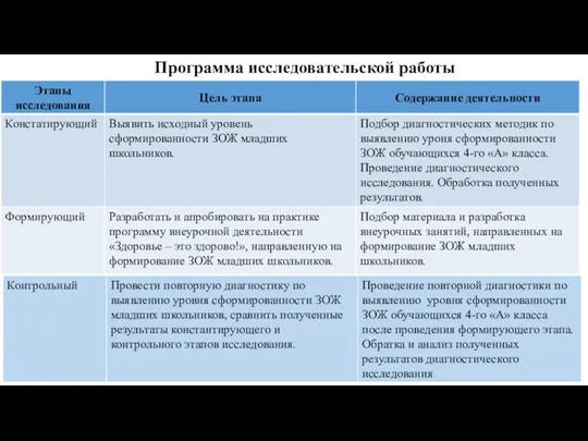 Программа исследовательской работы