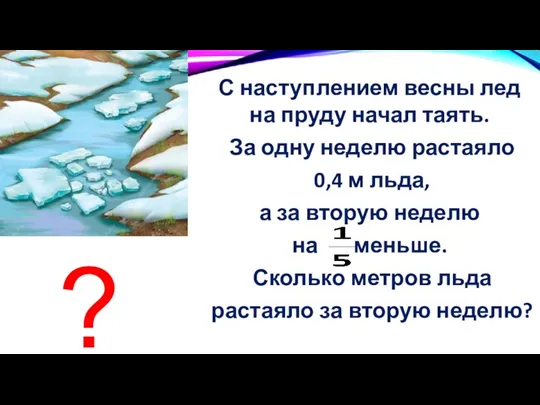 С наступлением весны лед на пруду начал таять. За одну