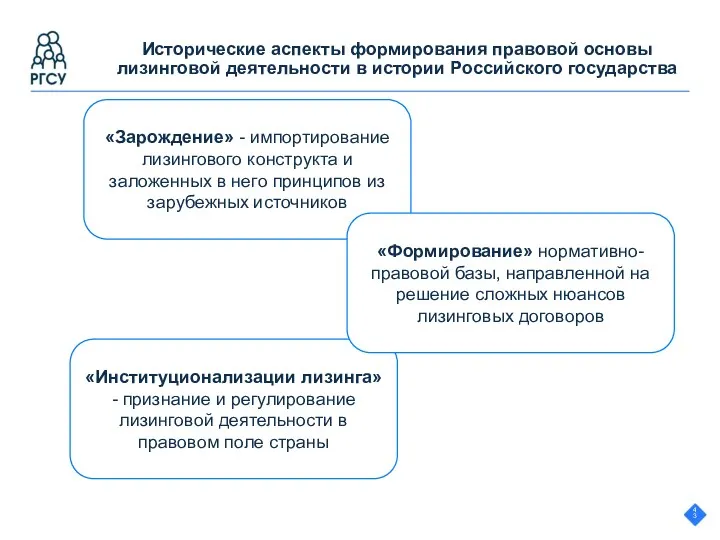 Исторические аспекты формирования правовой основы лизинговой деятельности в истории Российского