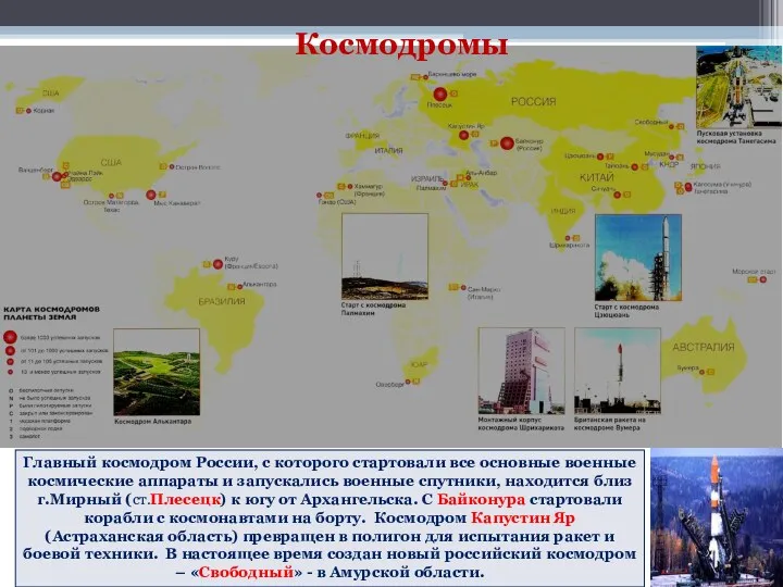 Главный космодром России, с которого стартовали все основные военные космические аппараты и запускались