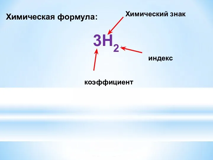 3H2 Химический знак коэффициент индекс Химическая формула: