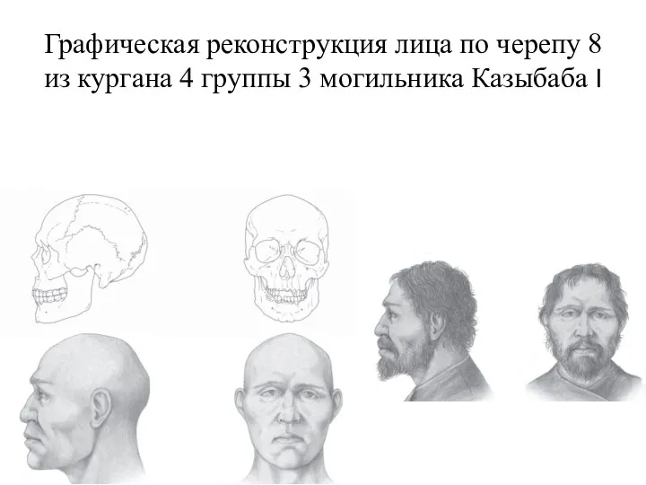 Графическая реконструкция лица по черепу 8 из кургана 4 группы 3 могильника Казыбаба I