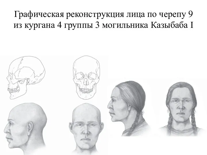 Графическая реконструкция лица по черепу 9 из кургана 4 группы 3 могильника Казыбаба I