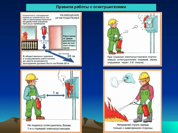 Правила работы с огнетушителями