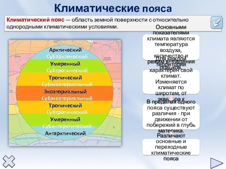 Климатические пояса Климатический пояс — область земной поверхности с относительно