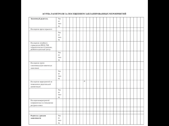 ЖУРНАЛ КОНТРОЛЯ ЗА ПОСЕЩЕНИЕМ ЗАПЛАНИРОВАННЫХ МЕРОПРИЯТИЙ