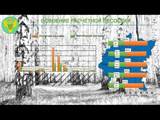 ОСВОЕНИЕ РАСЧЕТНОЙ ЛЕСОСЕКИ Расчетная лесосека Фактическая заготовка