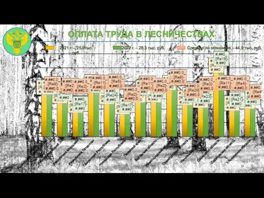 ОПЛАТА ТРУДА В ЛЕСНИЧЕСТВАХ 2021 г. – 25,9тыс. руб. 2022