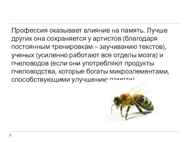 Профессия оказывает влияние на память. Лучше других она сохраняется у