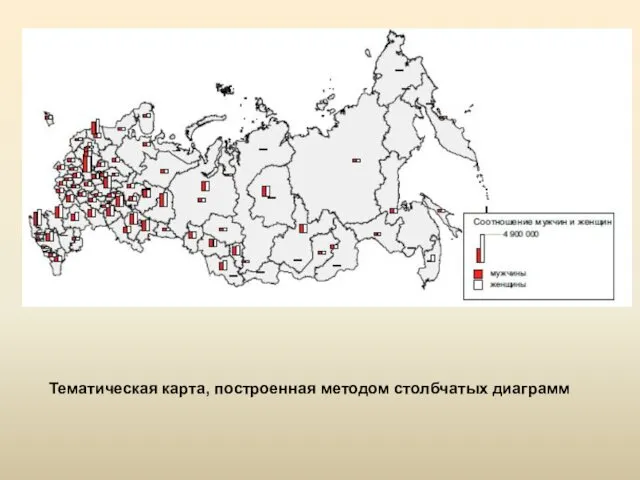 Тематическая карта, построенная методом столбчатых диаграмм