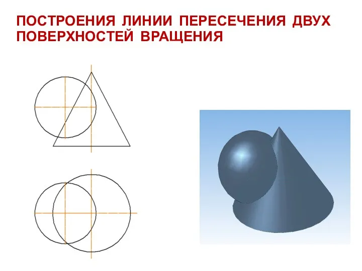 ПОСТРОЕНИЯ ЛИНИИ ПЕРЕСЕЧЕНИЯ ДВУХ ПОВЕРХНОСТЕЙ ВРАЩЕНИЯ