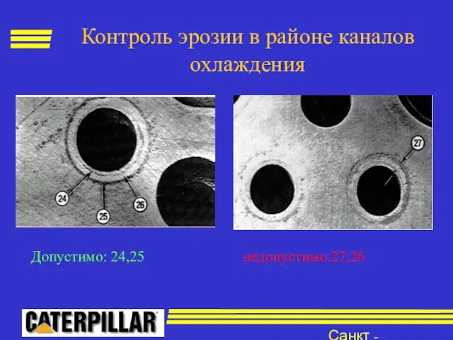 Санкт - Петербург Контроль эрозии в районе каналов охлаждения Допустимо: 24,25 недопустимо:27,26